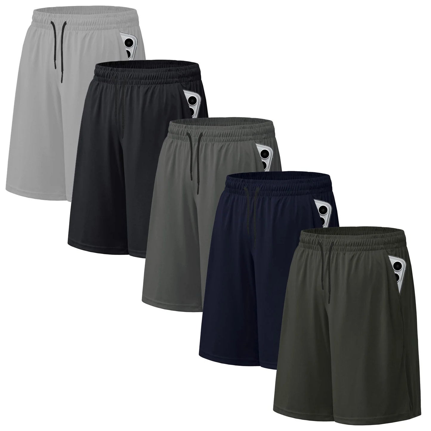 5 Pack Men'S Athletic Shorts Mesh Workout Gym Activewear Basketball Shorts 8" Inseam with Pockets