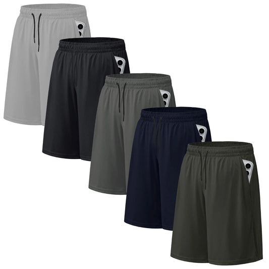 5 Pack Men'S Athletic Shorts Mesh Workout Gym Activewear Basketball Shorts 8" Inseam with Pockets