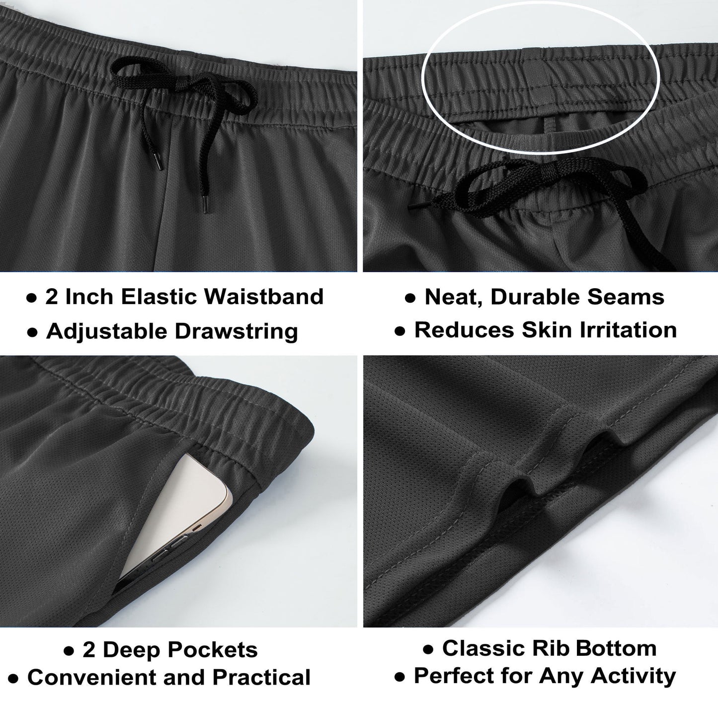 5 Pack Men'S Athletic Shorts Mesh Workout Gym Activewear Basketball Shorts 8" Inseam with Pockets